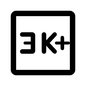 3k Plus Icon from Rounded Line - Material Symbols Set