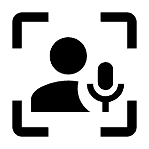Frame Person Mic Fill Icon from Outlined Fill - Material Symbols Set
