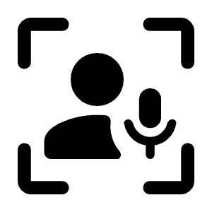 Frame Person Mic Fill Icon from Rounded Fill - Material Symbols Set
