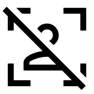 Frame Person Off Icon from Sharp Line - Material Symbols Set