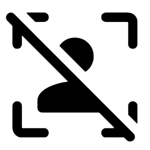 Frame Person Off Fill Icon from Rounded Fill - Material Symbols Set