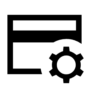 Credit Card Gear Icon from Sharp Line - Material Symbols Set