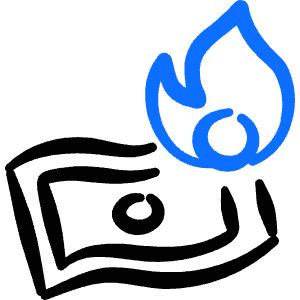 Business Metaphor Burn Money Icon from Freehand Duotone - Free Set