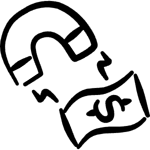 Monetization Bill Magnet Icon from Freehand Line - Free Set