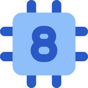 Computer Chip Eight Core Icon from Core Flat Set