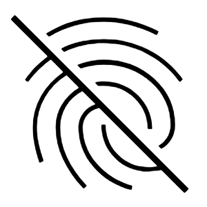 Fingerprint Off Fill Icon from Sharp Fill - Material Symbols Set