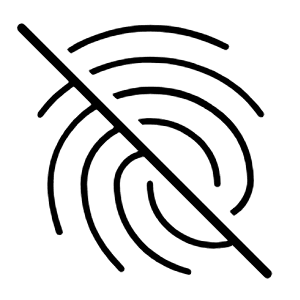 Fingerprint Off Icon from Rounded Line - Material Symbols Set