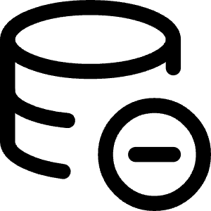 Database Subtract 2 Raid Storage Code Disk Programming Database Array Hard Disc Minus Icon from Core Line - Free Set