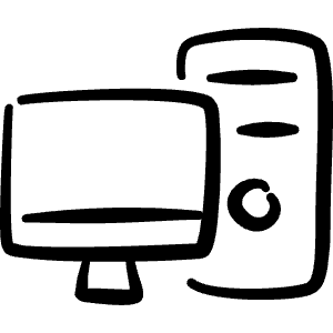 Desktop Computer Pc Icon from Freehand Line - Free Set