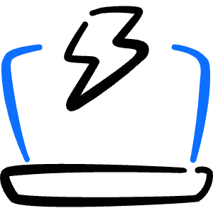 Laptop Action Flash Icon from Freehand Duotone - Free Set