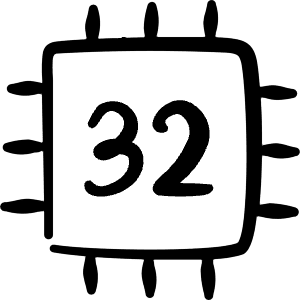 Microprocessor Computer Chip 32 Bit Icon from Freehand Line - Free Set