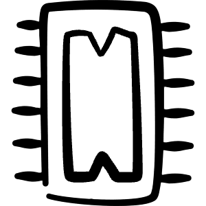 Microprocessor Computer Chip Processor Icon from Freehand Line - Free Set