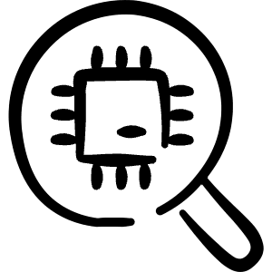 Microprocessor Computer Chip Search Icon from Freehand Line - Free Set