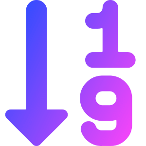 Ascending Number Order Icon from Core Gradient - Free Set