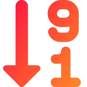 Descending Number Order Icon from Core Gradient - Free Set