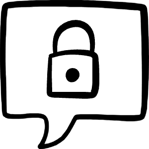 Messages Bubble Square Lock Icon from Freehand Line - Free Set