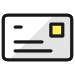 Creative icon of a rounded letter with diagonal shading, text lines, and a square detail. Used for mail and messages.