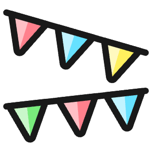 Creative icon of two strings with colorful triangular pennants. Used for party decor, celebrations, and events.