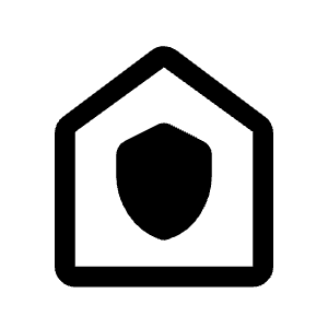 House With Shield Icon from Rounded Line - Material Symbols Set