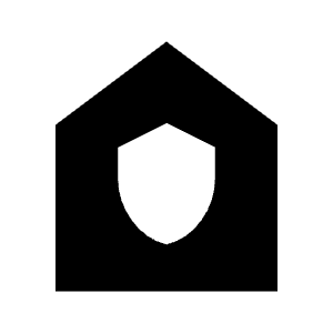 House With Shield Fill Icon from Outlined Fill - Material Symbols Set