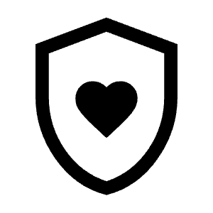 Shield With Heart Icon from Sharp Line - Material Symbols Set