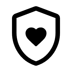 Shield With Heart Icon from Rounded Line - Material Symbols Set
