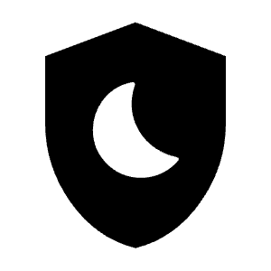 Shield Moon Fill Icon from Sharp Fill - Material Symbols Set