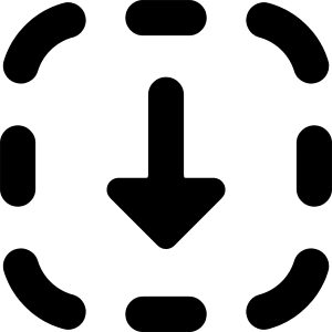 Arrow Down Dashed Square Icon from Core Solid - Free Set