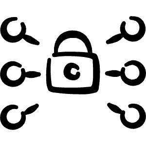 Lock Network Icon from Freehand Line - Free Set