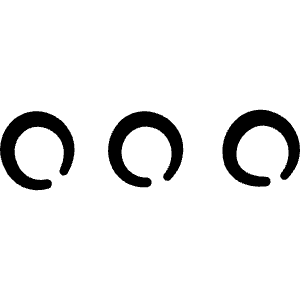 Rounded hand-drawn icon of three open circular loops arranged horizontally. Used for horizontal menu navigation and page controls.