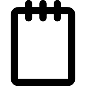 Clean line icon of a rounded notebook with three top binding loops. Used for notes, writing, documents, and notebooks.