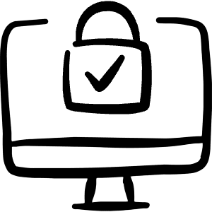Password Desktop Lock Approved Icon from Freehand Line - Free Set