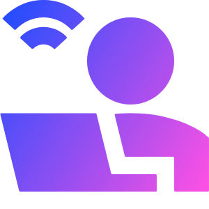 User Work Laptop Wifi Icon from Sharp Gradient- Free Set
