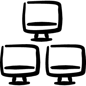 Network Monitor Hierarchy Icon from Freehand Line - Free Set