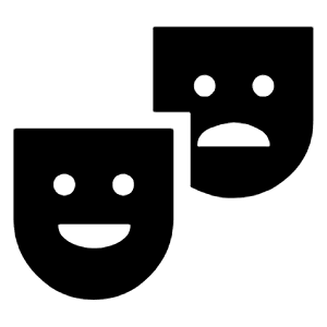 Theater Comedy Fill Icon from Sharp Fill - Material Symbols Set