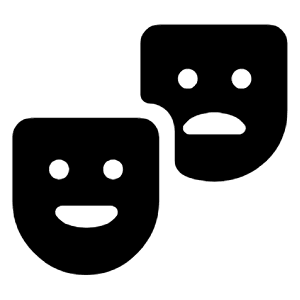 Theater Comedy Fill Icon from Rounded Fill - Material Symbols Set