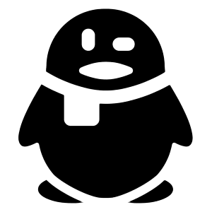 Clean solid icon of a cartoon penguin with a white face, belly, scarf, and feet. Used for messaging and social apps.