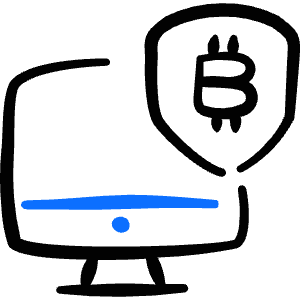 Crypto Currency Bitcoin Monitor Shield Icon from Freehand Duotone - Free Set