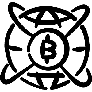 Crypto Currency Bitcoin Network Globe Icon from Freehand Line - Free Set