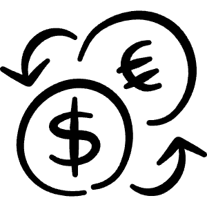 Currency Euro Dollar Exchange Icon from Freehand Line - Free Set