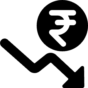 Currency Sign Rupee Decrease Icon from Ultimate Bold - Free Set