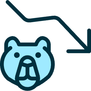 Clean duotone icon of a dog head with a downward arrow. Used for saving, guard, and decrease controls.
