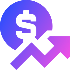 Dollar Increase Icon from Sharp Gradient- Free Set