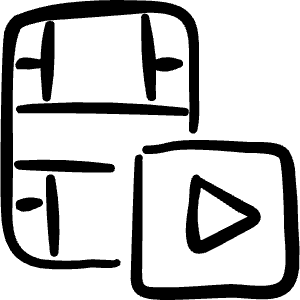 Video Edit Play Icon from Freehand Line - Free Set