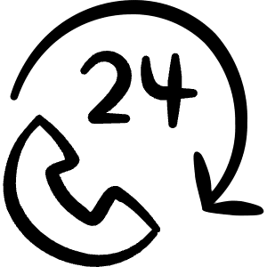 Phone Actions 24 Hours Call Icon from Freehand Line - Free Set