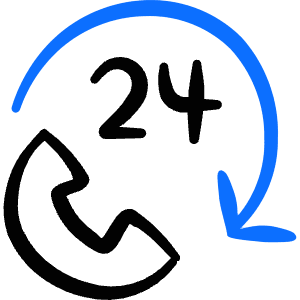 Phone Actions 24 Hours Call Icon from Freehand Duotone - Free Set