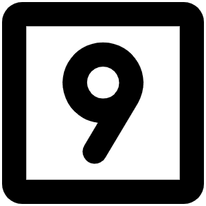 Number Square Nine Bold Icon from Phosphor Bold Set