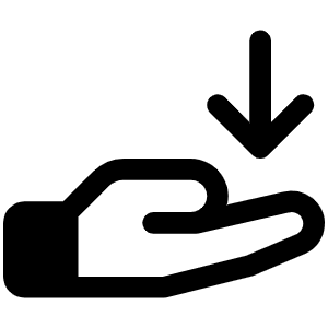 Hand Arrow Down Fill Icon from Phosphor Fill Set
