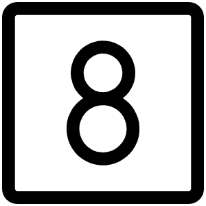 Number Square Eight Light Icon from Phosphor Light Set