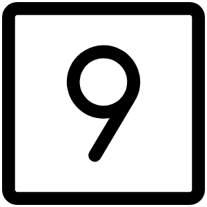 Number Square Nine Light Icon from Phosphor Light Set